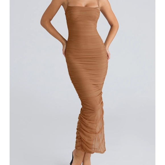 House of CB Dresses & Skirts - EUC House of CB Fornarina Strapless Tan Dress